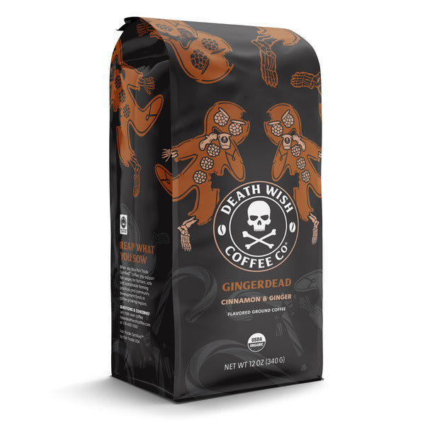 Death Wish Coffee Organic Gingerdead Cinnamon & Gingerbread Flavored Ground Coffee