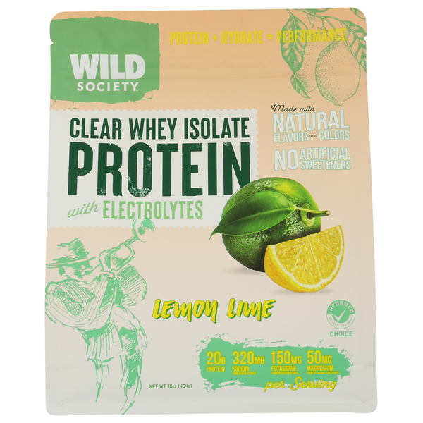 Wild Society Nutrition Lemon Lime Clear Whey Isolate Protein Powder
