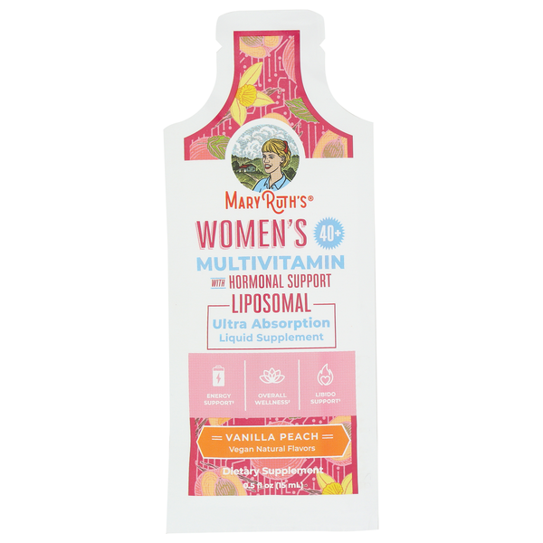 Mary Ruth's Vanilla Peach Liposomal 40+ Womens Multivitamin Pouch