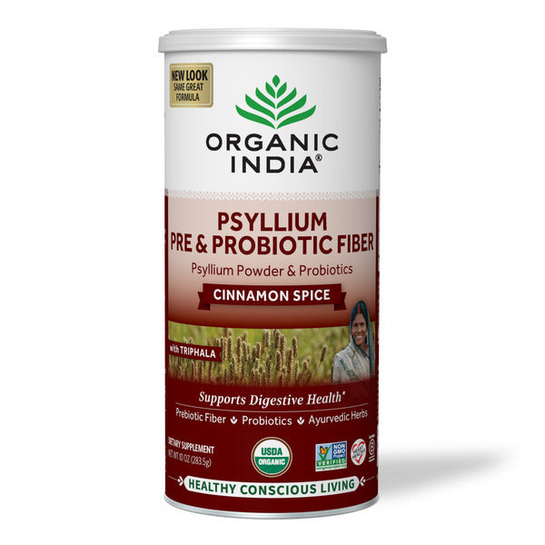 Organic India Organic Psyllium Pre & Probiotic Fiber Cinnamon Spice