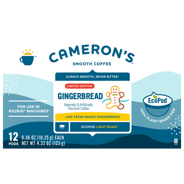 Cameron's Gingerbread Light Roast Coffee EcoPods 12 Pack