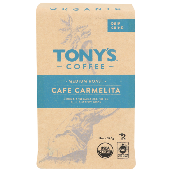 Tony's Coffee Organic Ground Medium Roast Cafe Carmelita