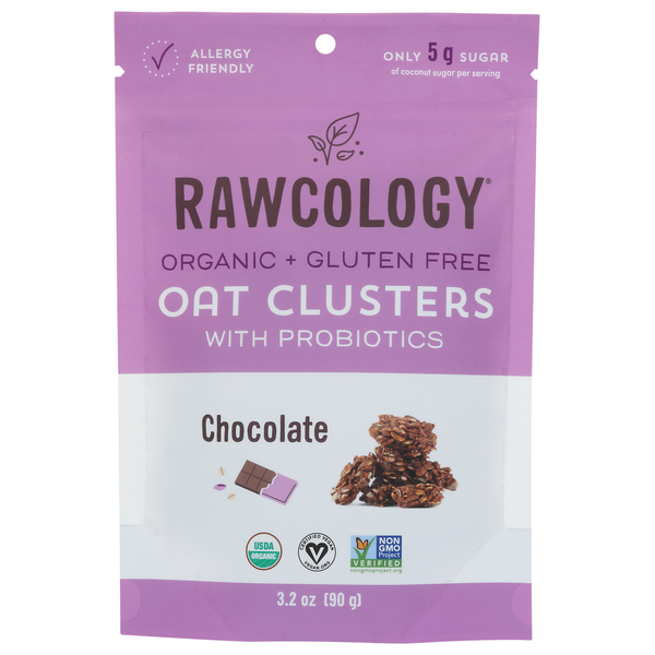Rawcology Organic Chocolate Oat Clusters With Probiotics