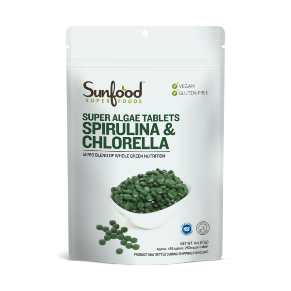 Sunfood Superfoods Spirulina & Chlorella Tablets