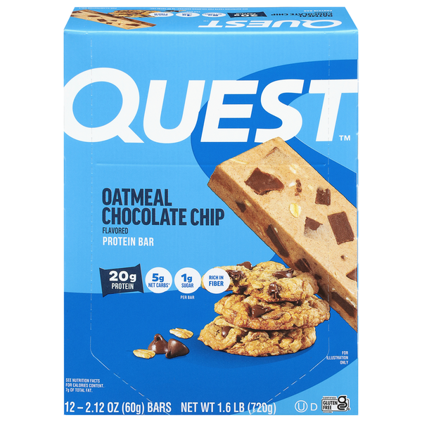 Quest Oatmeal Chocolate Chip Protein Bars 12 Pack Case