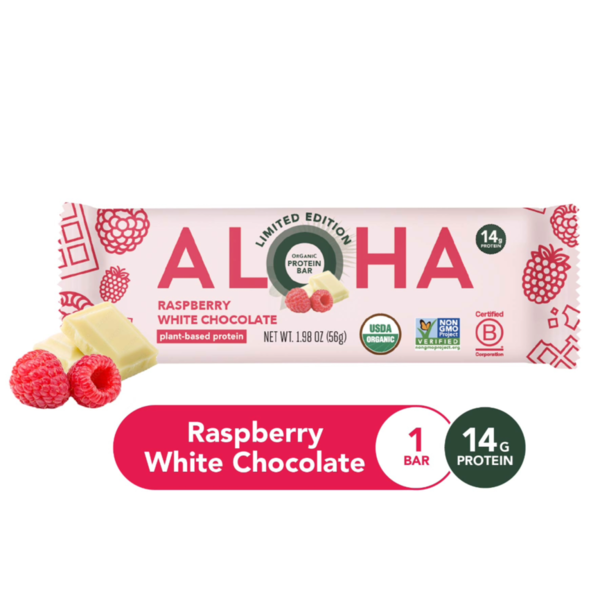 Aloha Organic Raspberry White Chocolate Plant Based Protein Bar
