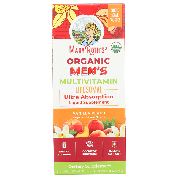 Mary Ruth's Organic Vanilla Peach Liposomal Mens Multivitamin Case