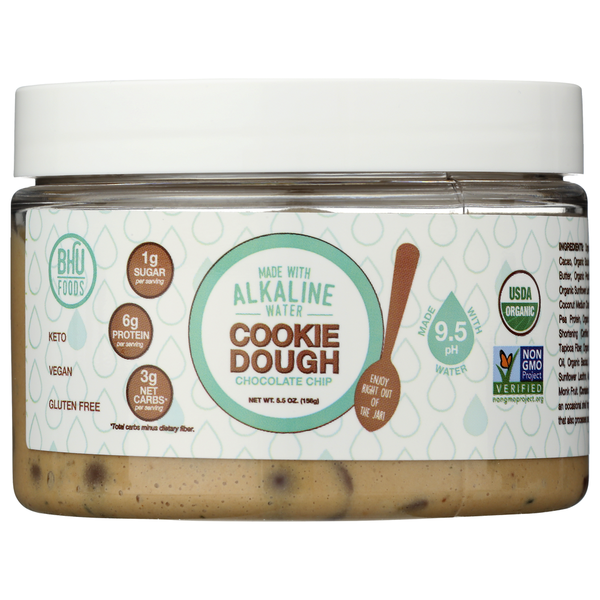 Bhu Foods Organic Chocolate Chip Cookie Dough Made With Alkaline Water