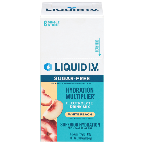 Liquid I.V. White Peach Sugar Free Hydration Multiplier 8 Pack Case