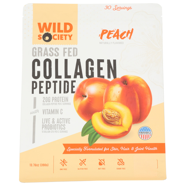 Wild Society Nutrition Peach Grass-Fed Collagen Peptide