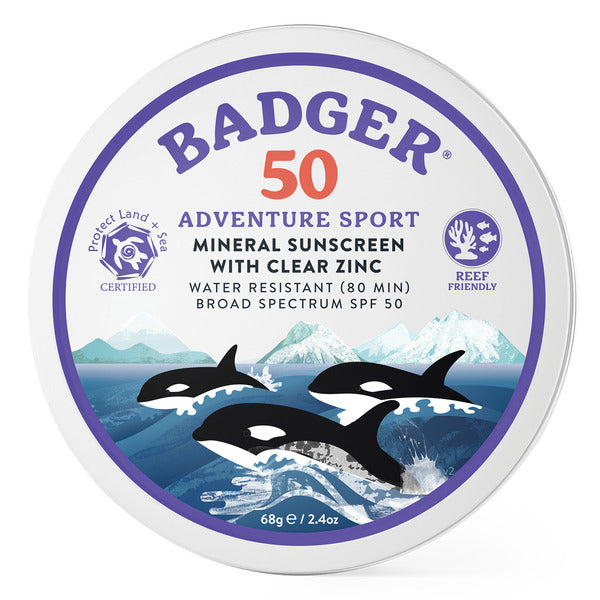 Badger Balm Adventure Sport Mineral Sunscreen With Clear Zinc SPF 50