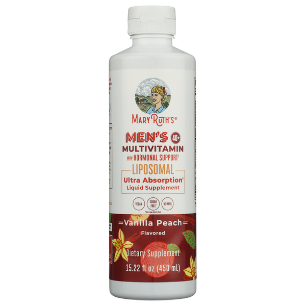Mary Ruth's Vanilla Peach Liposomal 40+ Mens Multivitamin With Hormonal Support