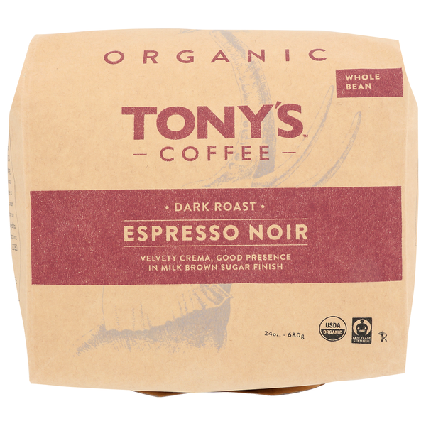 Tony's Coffee Organic Whole Bean Dark Roast Espresso Noir Coffee