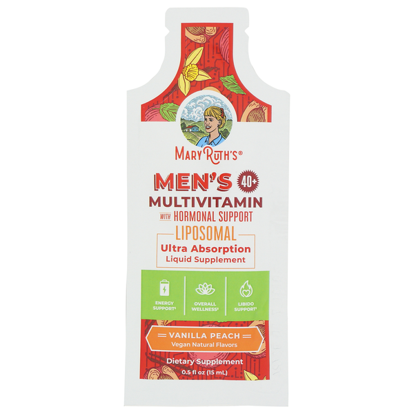 Mary Ruth's Vanilla Peach Liposomal 40+ Mens Multivitamin Pouch