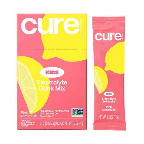 Cure Hydration Pink Lemonade Kids Electrolyte Drink Mix 6 Pack Case