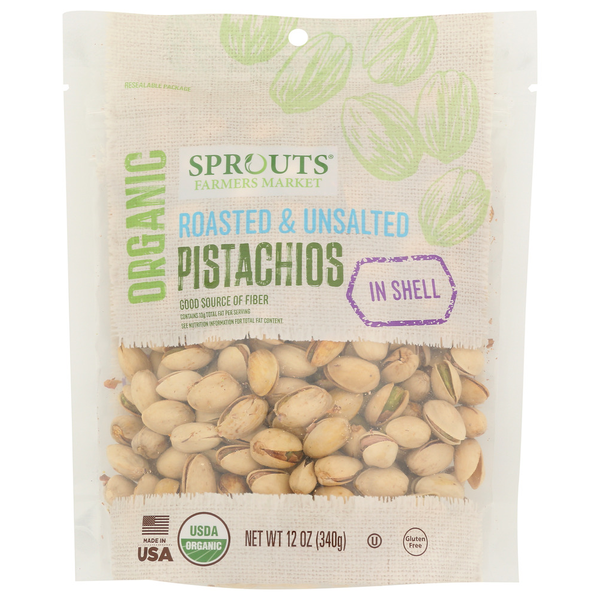 Sprouts Organic Roasted & Unsalted In Shell Pistachios