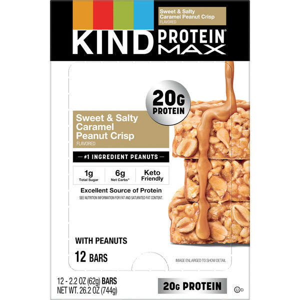 Kind Sweet & Salty Caramel Peanut Crisp Protein Max Bar 12 Pack Case