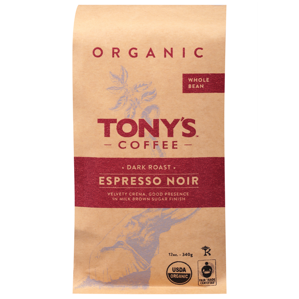 Tony's Coffee Organic Whole Bean Dark Roast Espresso Noir
