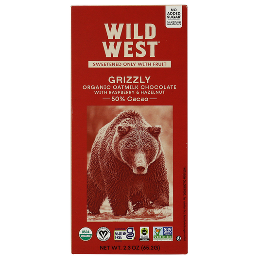 Wild West Chocolate Grizzly Organic Oatmilk Chocolate With Raspberry & Hazelnut 50% Cacao