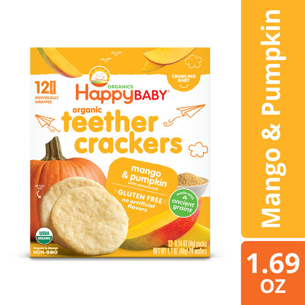 Happy Baby Organic Mango & Pumpkin Teether Crackers 12 Pack