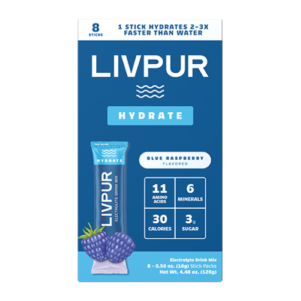 Livpur Blue Raspberry Hydrate Electrolyte Drink Mix 8 Sticks